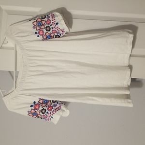 Embroidered sleeve white top